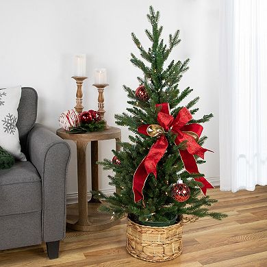 Northlight Real Touch™ Pre-Lit Grand Spruce 4-foot Potted Artificial Christmas Tree