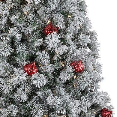 Northlight 7.5-foot Pre-Lit Snowy Bristle Pine Artificial Christmas Tree with Ornaments
