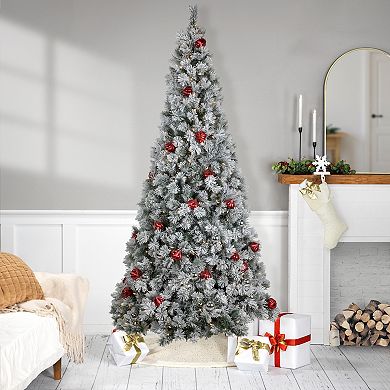 Northlight 7.5-foot Pre-Lit Snowy Bristle Pine Artificial Christmas Tree with Ornaments