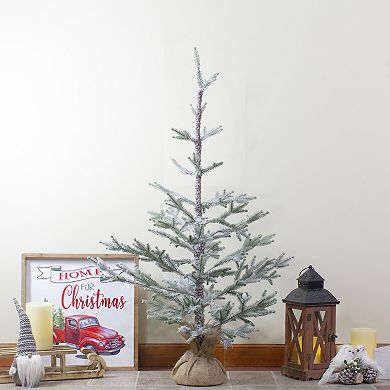 Northlight 3-Foot Frosted Pine Slim Artificial Christmas Tree with Jute Base