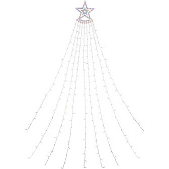 Northlight 12.5-foot Multicolor LED Waterfall Light Tree and Tree Topper Christmas Lawn Decor