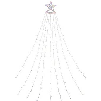 Northlight 12.5-foot Multicolor LED Waterfall Light Tree and Tree Topper Christmas Lawn Decor