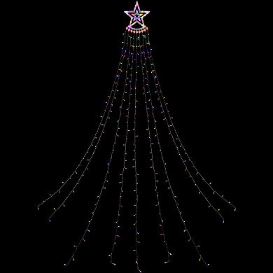 Northlight 12.5-foot Multicolor LED Waterfall Light Tree and Tree Topper Christmas Lawn Decor