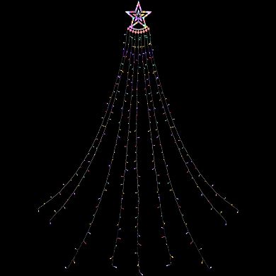 Northlight 12.5-foot Multicolor LED Waterfall Light Tree and Tree Topper Christmas Lawn Decor