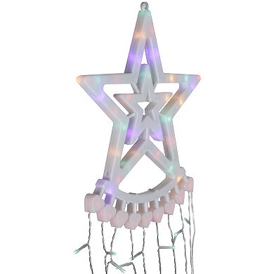 Northlight 12.5-foot Multicolor LED Waterfall Light Tree and Tree Topper Christmas Lawn Decor