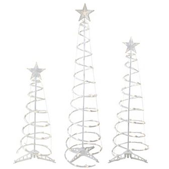 Northlight LED Spiral Christmas Cone Tree Floor Decor 3 pc Set