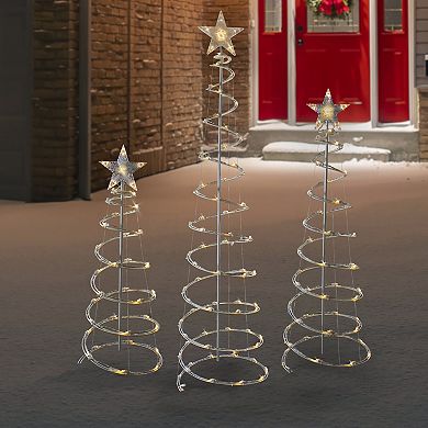 Northlight LED Spiral Christmas Cone Tree Floor Decor 3-pc. Set