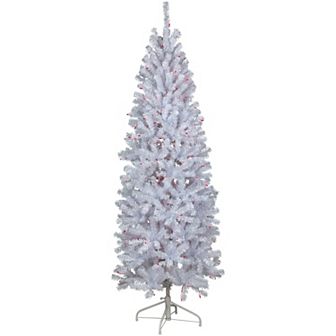 Northlight 6.5-foot Pink LED Pre-Lit Slim Geneva White Spruce Artificial Christmas Tree