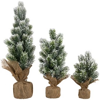Northlight Mini Flocked Pine Artificial Christmas Tree 3 pc Set