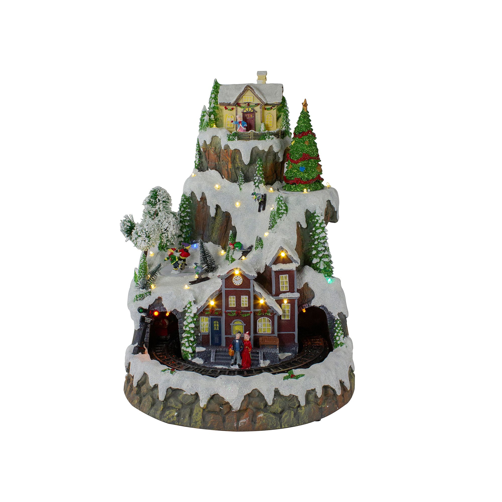 Northlight 17-in. LED Lighted and Animated Christmas Village with Moving Tr