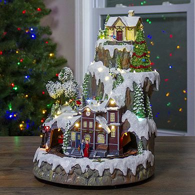 Northlight 17-in. LED Lighted and Animated Christmas Village with Moving Train Table Decor