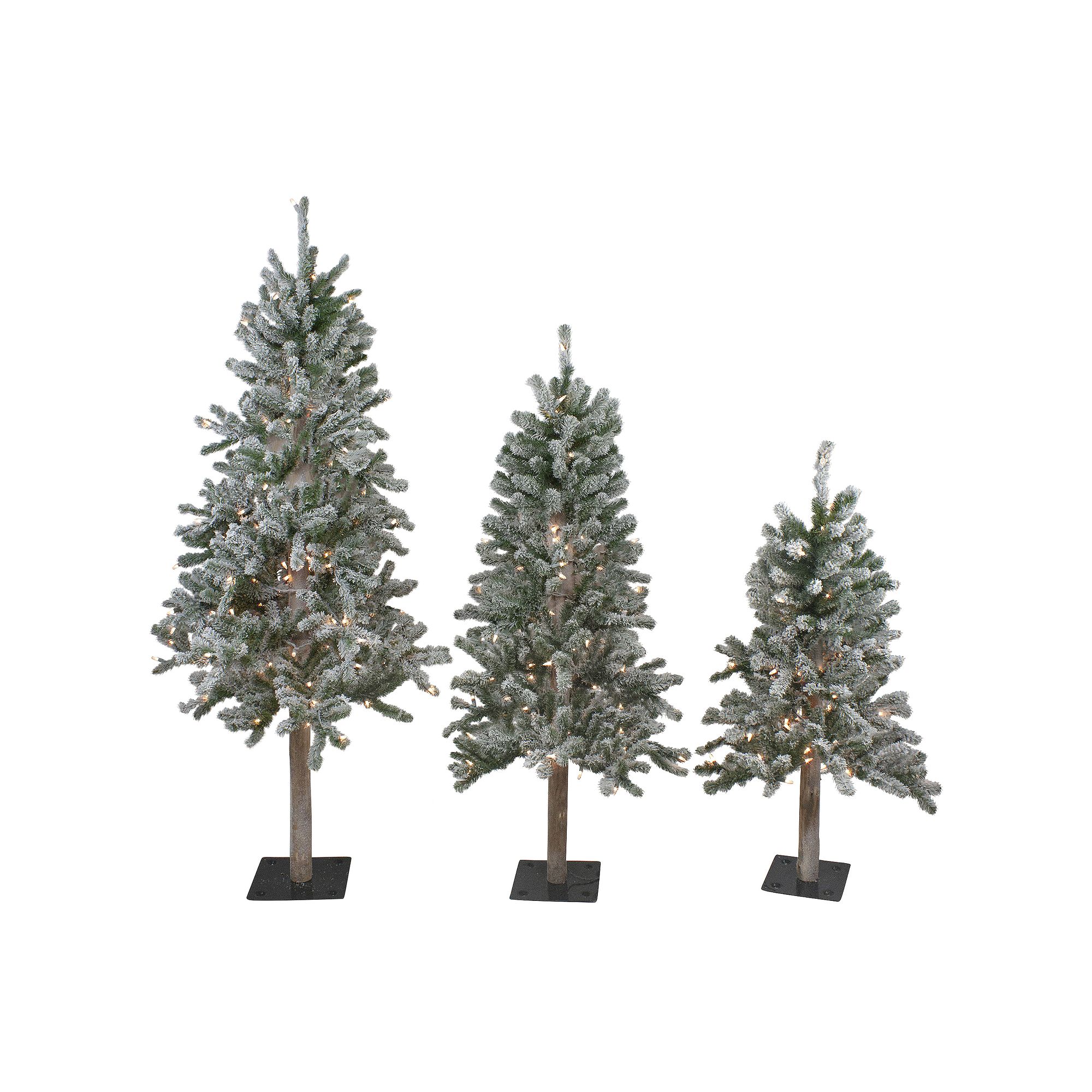 Northlight Pre-Lit Slim Flocked Alpine Artificial Christmas Tree 3-pc. Set,