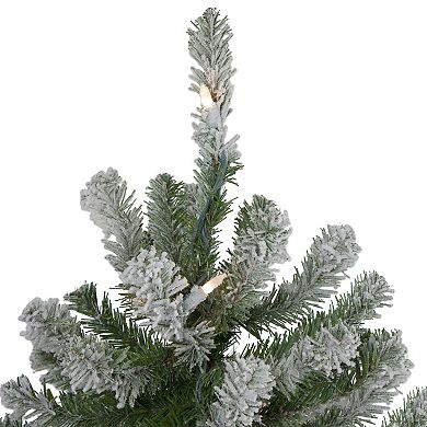Northlight Pre-Lit Slim Flocked Alpine Artificial Christmas Tree 3-pc. Set