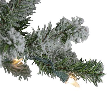 Northlight Pre-Lit Slim Flocked Alpine Artificial Christmas Tree 3-pc. Set