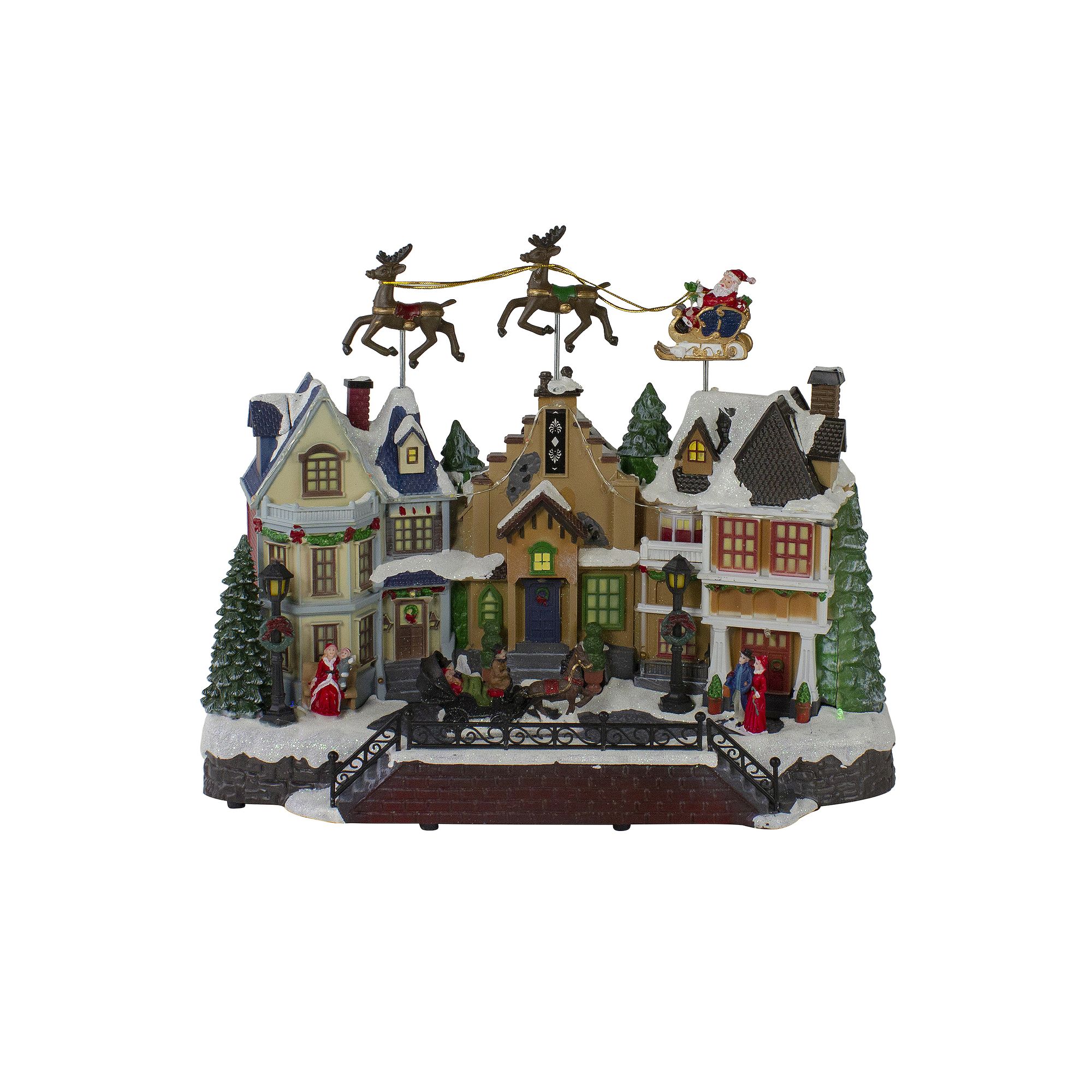 Northlight 16-in. LED Lighted and Animated Christmas Village with Flying Sl