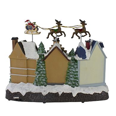 Northlight 16-in. LED Lighted and Animated Christmas Village with Flying Sleigh Table Decor