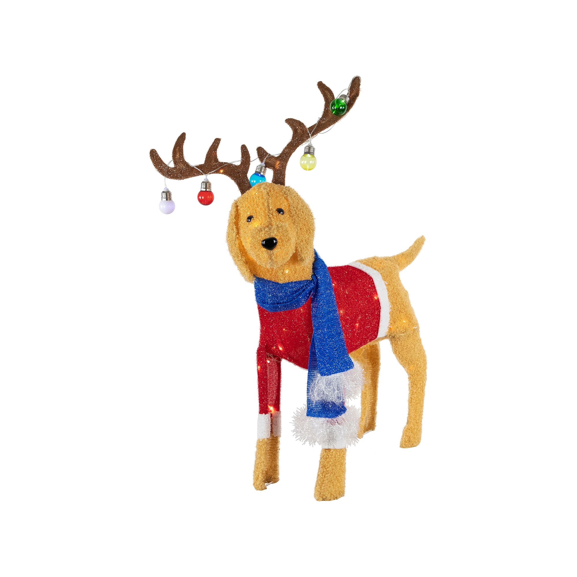 Northlight 36.5 in. LED Lighted Dog Wearing Antlers Christmas Outdoor Yard 
