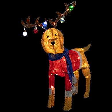 Northlight 36.5 in. LED Lighted Dog Wearing Antlers Christmas Outdoor Yard Decoration