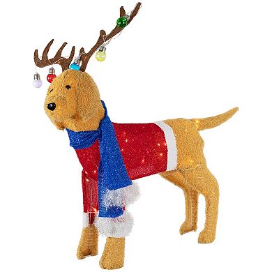 Northlight 36.5 in. LED Lighted Dog Wearing Antlers Christmas Outdoor Yard Decoration