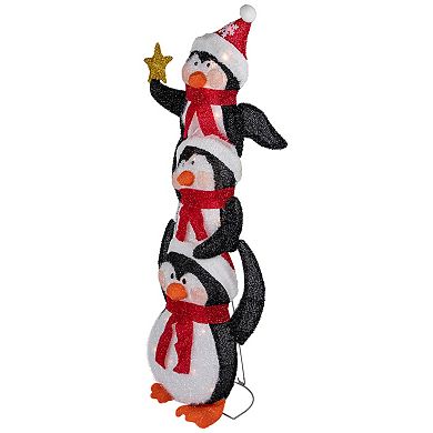 Northlight 41 in. Lighted Stacked Penguin Family Outdoor Christmas Decoration
