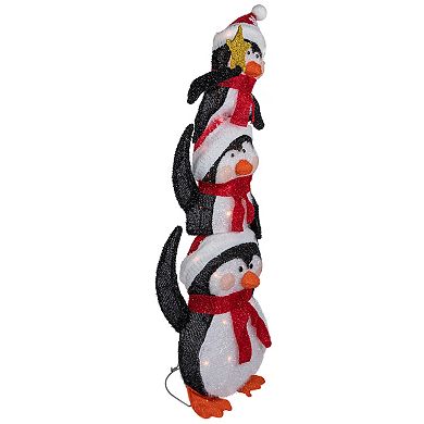 Northlight 41 in. Lighted Stacked Penguin Family Outdoor Christmas Decoration