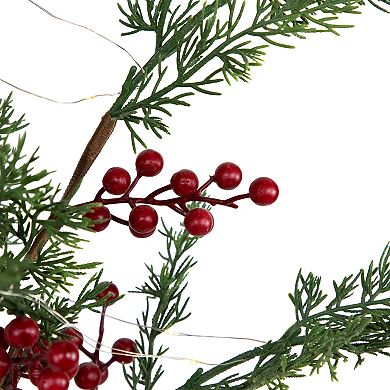 Northlight Pre-Lit Berries and Pine Artificial Potted 3 ft. Pre-Lit Christmas Tree