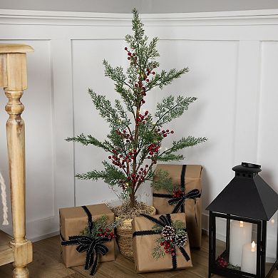Northlight Pre-Lit Berries and Pine Artificial Potted 3 ft. Pre-Lit Christmas Tree