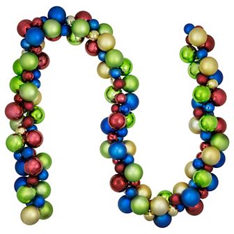 Northlight 6 ft. Multi-Color 2-Finish Shatterproof Ball Christmas Garland