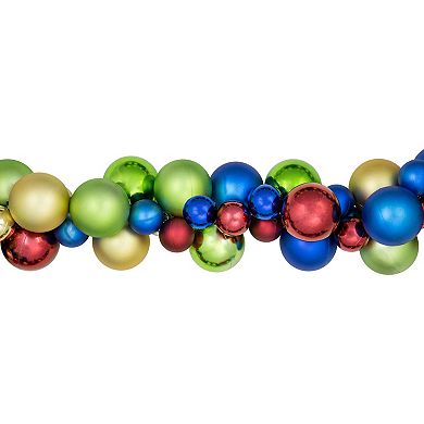 Northlight 6 ft. Multi-Color 2-Finish Shatterproof Ball Christmas Garland