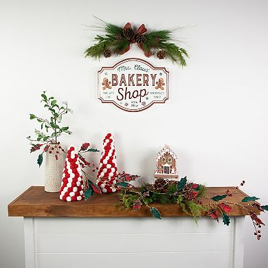 Northlight 5 ft. Green & Red Plaid Holly with Jingle Bells Unlit Christmas Garland