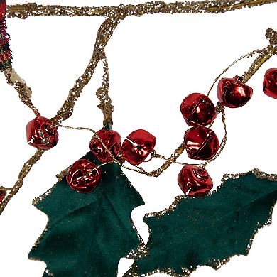 Northlight 5 ft. Green & Red Plaid Holly with Jingle Bells Unlit Christmas Garland