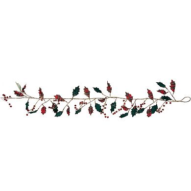 Northlight 5 ft. Green & Red Plaid Holly with Jingle Bells Unlit Christmas Garland