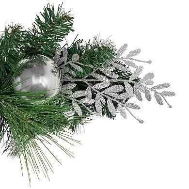 Northlight 6 ft. Artificial Green Pine Needle Garland with Pinecones & Striped Christmas Ornaments