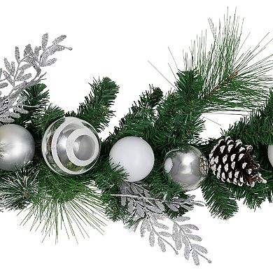 Northlight 6 ft. Artificial Green Pine Needle Garland with Pinecones & Striped Christmas Ornaments