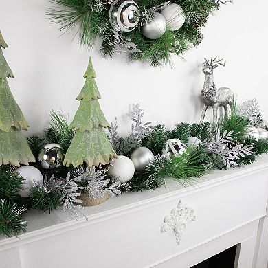 Northlight 6 ft. Artificial Green Pine Needle Garland with Pinecones & Striped Christmas Ornaments