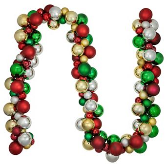 Northlight 6 ft. Traditional Colors 2-Finish Shatterproof Ball Christmas Garland
