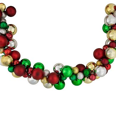 Northlight 6 ft. Traditional Colors 2-Finish Shatterproof Ball Christmas Garland