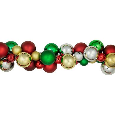 Northlight 6 ft. Traditional Colors 2-Finish Shatterproof Ball Christmas Garland