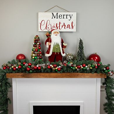 Northlight 6 ft. Traditional Colors 2-Finish Shatterproof Ball Christmas Garland