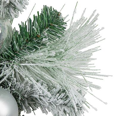 Northlight 6 ft. Unlit Flocked Pine Artificial Christmas Garland with Iridescent Ornaments