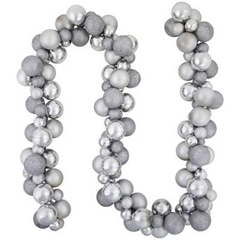 Northlight 6 ft. Silver Shatterproof Ball 3-Finish Christmas Garland