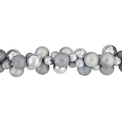 Northlight 6 ft. Silver Shatterproof Ball 3-Finish Christmas Garland