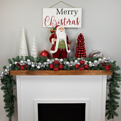 Northlight 6 ft. Silver Shatterproof Ball 3-Finish Christmas Garland