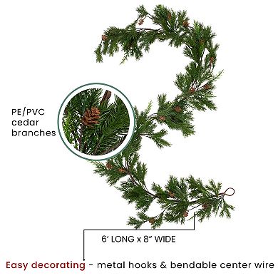 Northlight 6 ft. Unlit Cypress and Pine Cone Artificial Christmas Garland