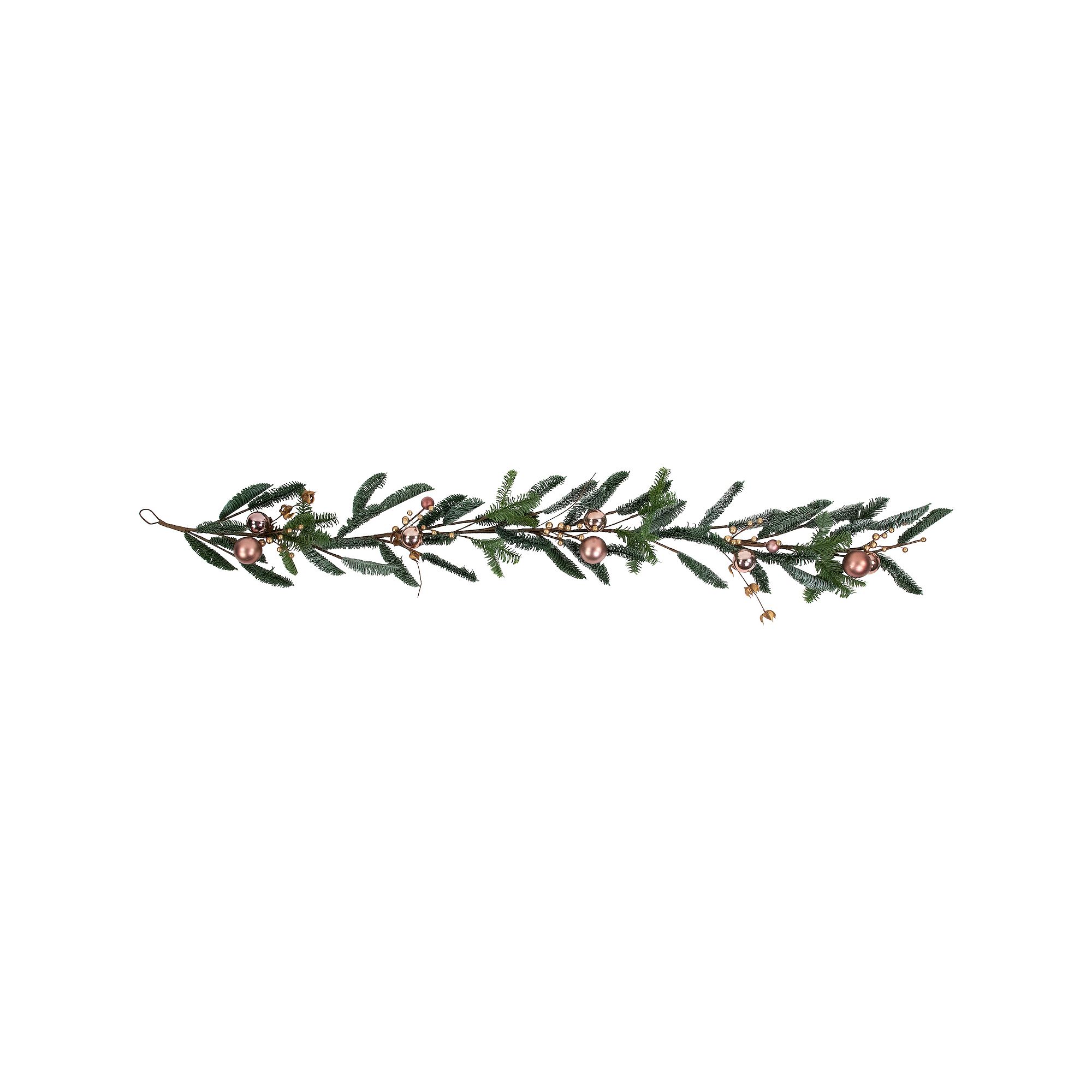 Northlight Rose Gold Ball Ornaments Artificial Christmas Garland, Green