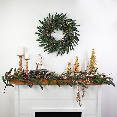 Northlight Rose Gold Ball Ornaments Artificial Christmas Garland