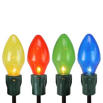 Northlight Lighted Multi-Color Jumbo Christmas Lights Pathway Marker Lawn Stakes 4 pc Set