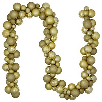 Northlight Shatterproof Ball Vegas Gold 3-Finish Christmas Garland