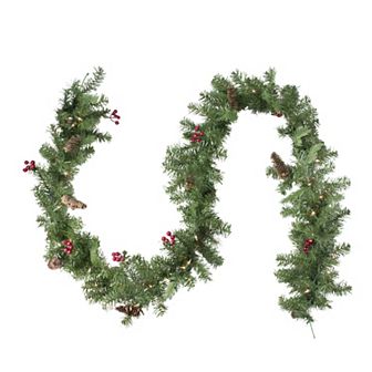 Northlight Real Touch™️ Pre-Lit Noble Fir & Berries Artificial Christmas Garland