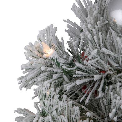 Northlight Pre-Lit Potted Snowy Bristle Pine Flocked Artificial Christmas Tree